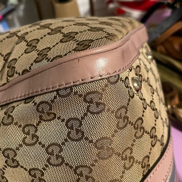 Gucci  GG Monogram Vintage Web Medium Boston Pink Blue - Picture 8 of 12